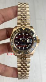 Rolex Tiger Iron Dial 126718GRNR Gmt Master II Jubilee Gold 40mm Replika Saat