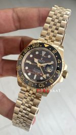Rolex Tiger Iron Dial 126718GRNR Gmt Master II Jubilee Gold 40mm Replika Saat