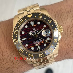 Rolex Tiger Iron Dial 126718GRNR Gmt Master II Jubilee Gold 40mm Replika Saat