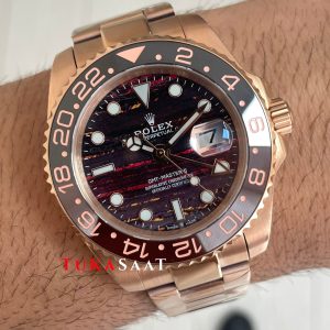 Rolex Tiger Iron Dial Chocolate 126715CHNR Gmt Master II Oyster 40mm Everosegold Replika Saat