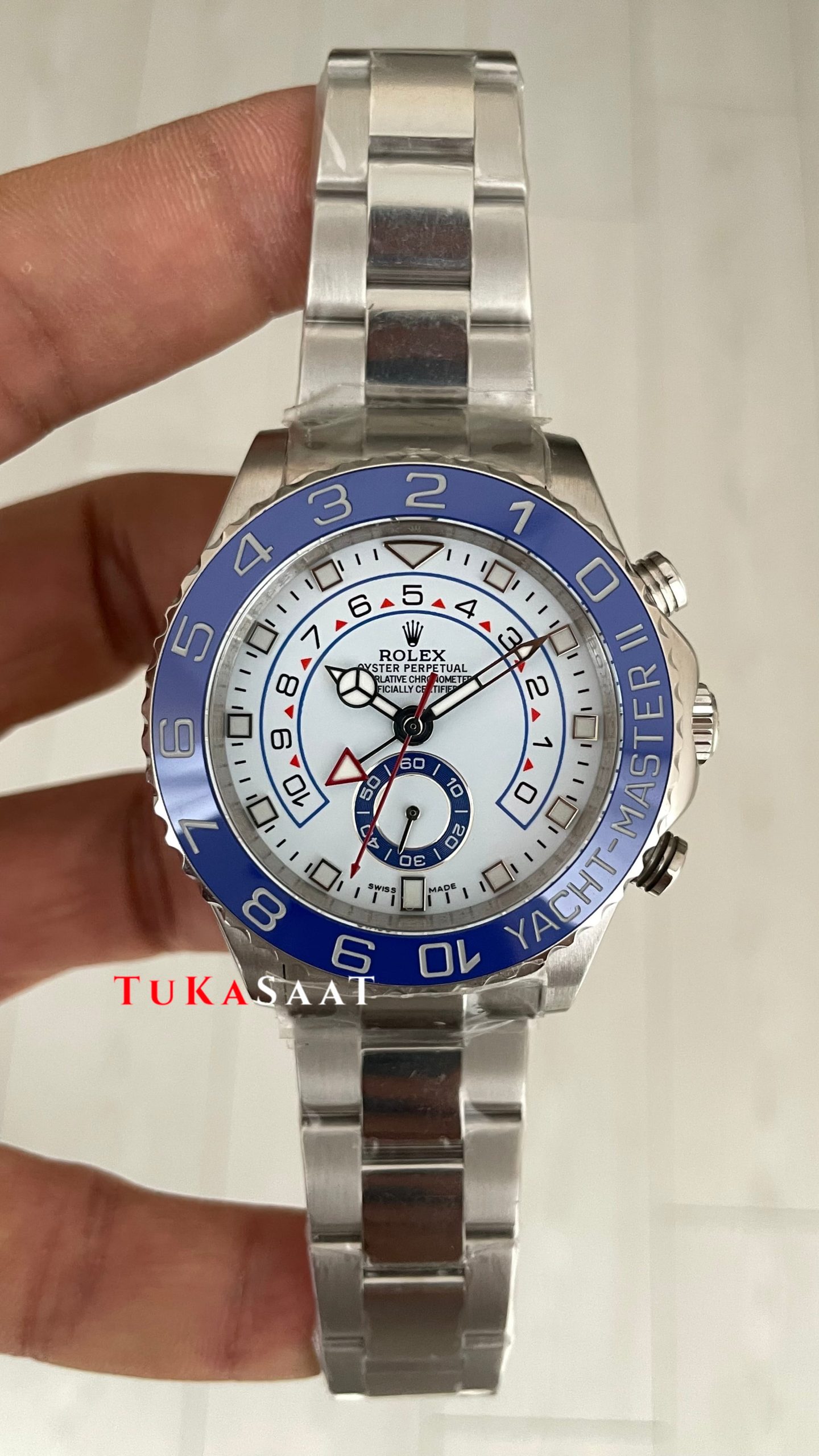 Rolex Yacht Master II Mercedes Hands 44 mm 116680 Silver Replika Saat Rolex Yacht Master II Mercedes Hands 44 mm 116680 Silver Replika Saat