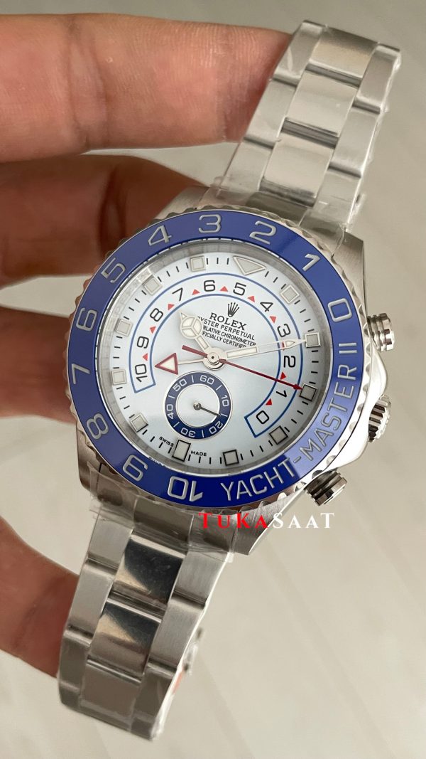 Rolex Yacht Master II Mercedes Hands 44 mm 116680 Silver Replika Saat Rolex Yacht Master II Mercedes Hands 44 mm 116680 Silver Replika Saat
