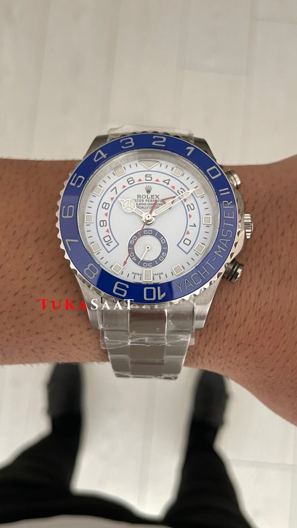 Rolex Yacht Master II Mercedes Hands 44 mm 116680 Silver Replika Saat Rolex Yacht Master II Mercedes Hands 44 mm 116680 Silver Replika Saat