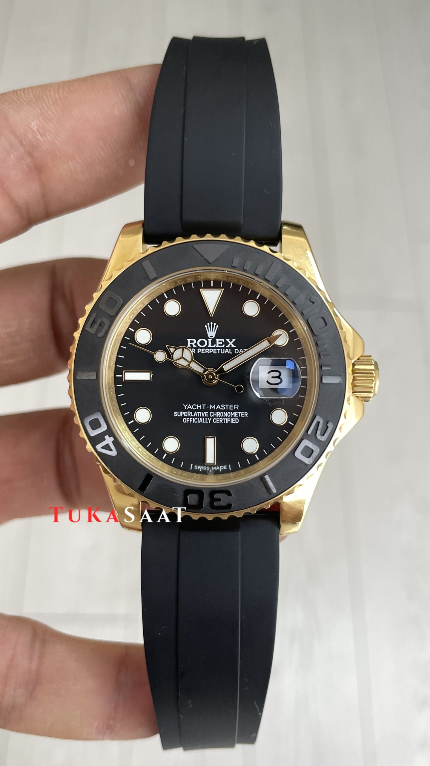 Rolex Yacht Master Oysterflex Rubber 226658 Gold 42mm Replika Saat Rolex Yacht Master Oysterflex Rubber 226658 Gold 42mm Replika Saat