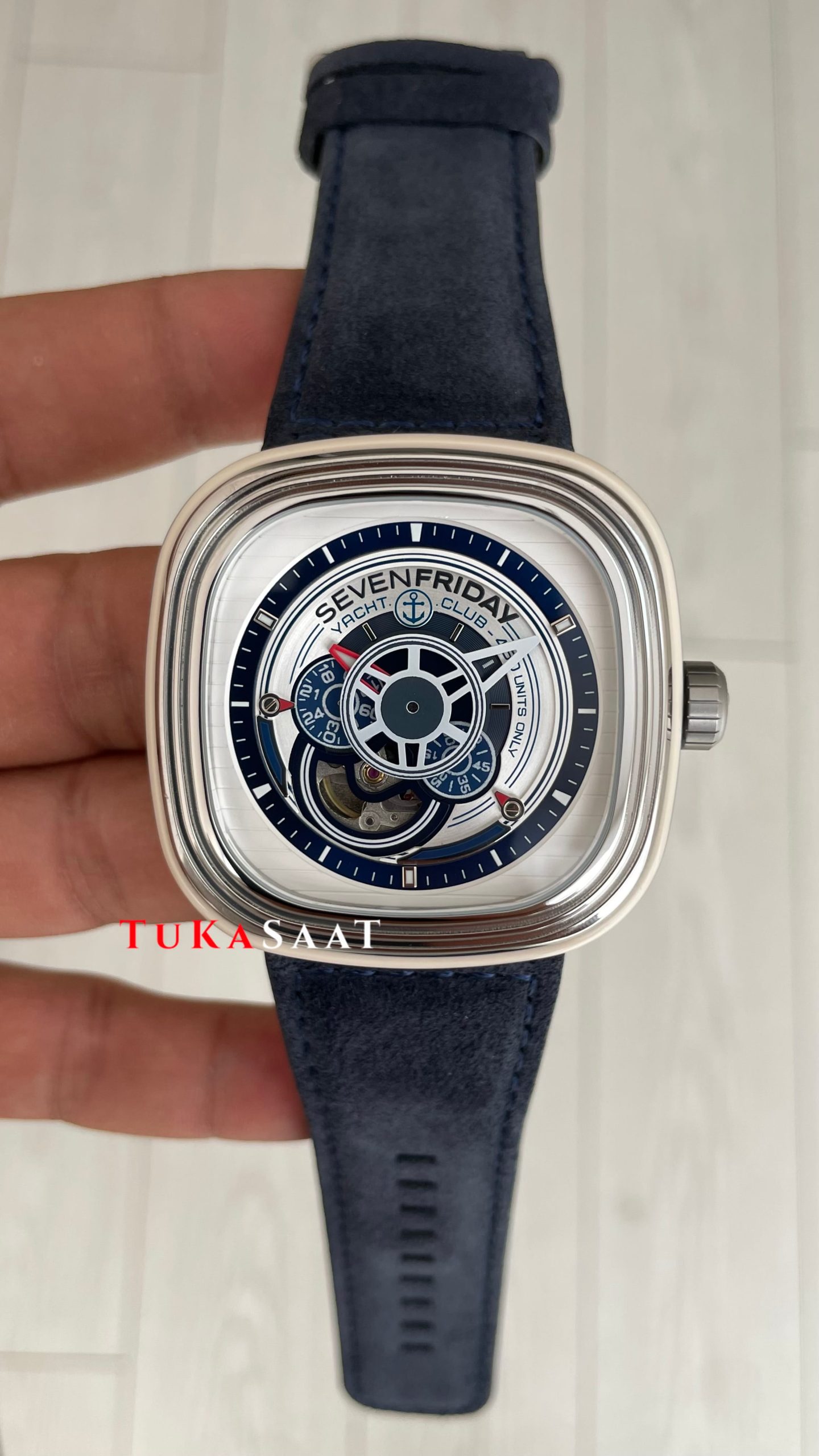SevenFriday Yacht Club P Series P3/06 Silver Blue 47 mm Replika Saat SevenFriday Yacht Club P Series P3/06 Silver Blue 47 mm Replika Saat