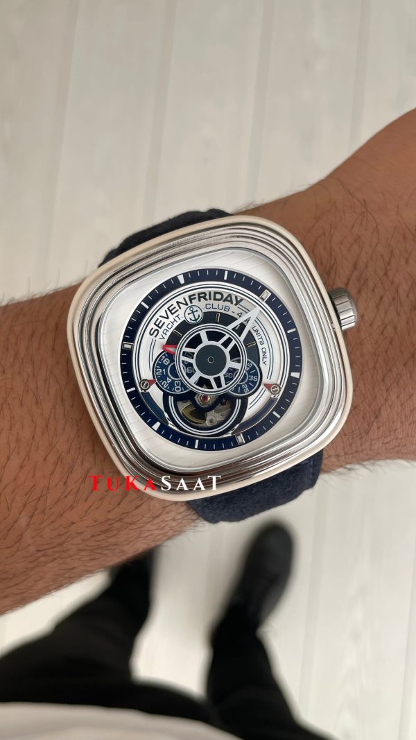 SevenFriday Yacht Club P Series P3/06 Silver Blue 47 mm Replika Saat SevenFriday Yacht Club P Series P3/06 Silver Blue 47 mm Replika Saat