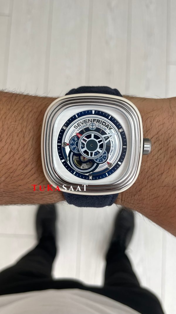 SevenFriday Yacht Club P Series P3/06 Silver Blue 47 mm Replika Saat SevenFriday Yacht Club P Series P3/06 Silver Blue 47 mm Replika Saat