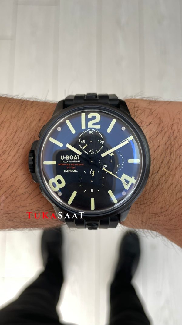 U-Boat Capsoil Chrono 8109/E DLC Siyah 45mm Replika Saat