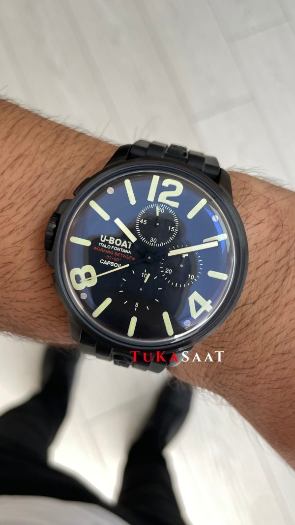 U-Boat Capsoil Chrono 8109/E DLC Siyah 45mm Replika Saat