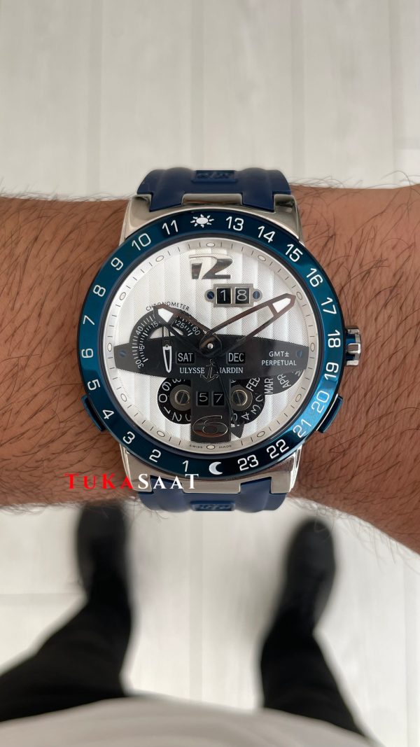 Ulysse Nardin El Toro GMT Perpetual Calendar Executive Beyaz Kadran 43mm Blue Silver Replika Saat