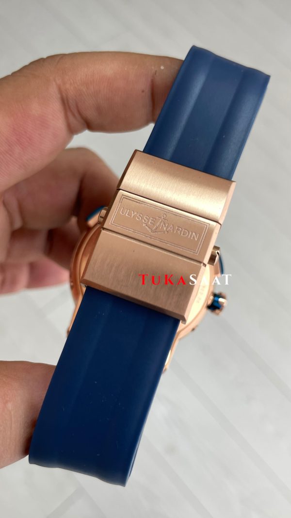 Ulysse Nardin El Toro GMT Perpetual Calendar Executive Mavi Kadran 43mm Rose Replika Saat