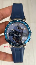 Ulysse Nardin El Toro GMT Perpetual Calendar Executive Mavi Kadran 43mm Silver Replika Saat