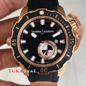 Ulysse Nardin Hammerhead Shark Diver Deep Dive Siyah Kadran 46mm Rose Black Replika Saat