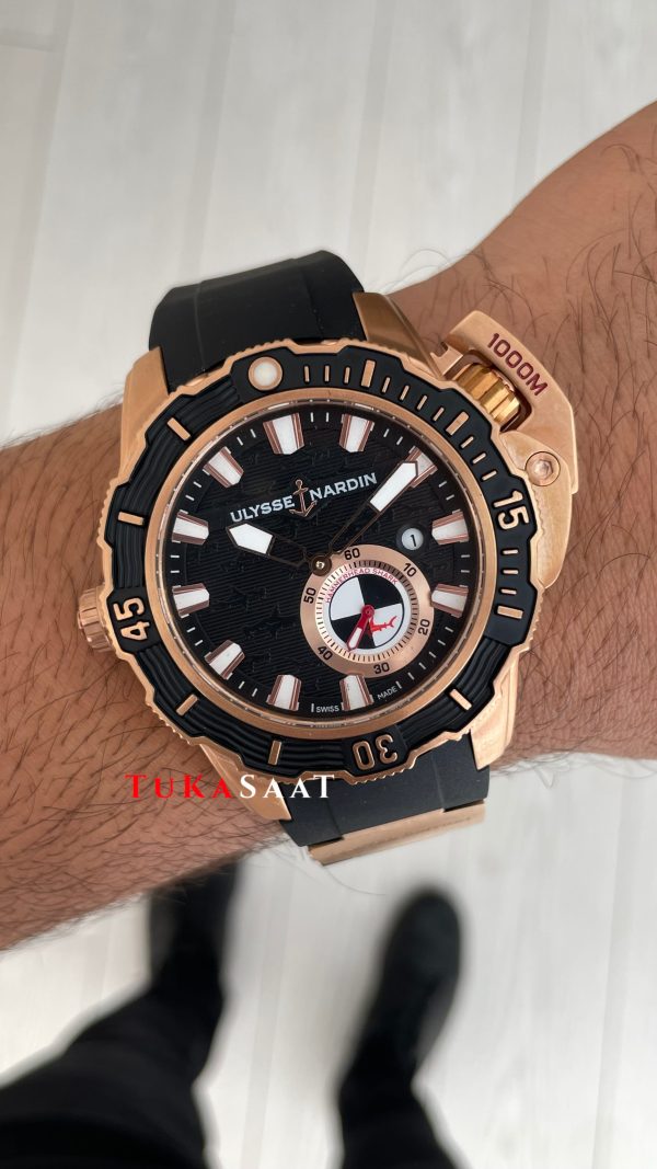 Ulysse Nardin Hammerhead Shark Diver Deep Dive Siyah Kadran 46mm Rose Black Replika Saat