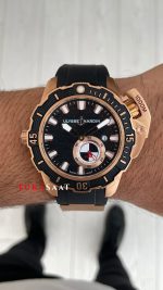 Ulysse Nardin Hammerhead Shark Diver Deep Dive Siyah Kadran 46mm Rose Black Replika Saat