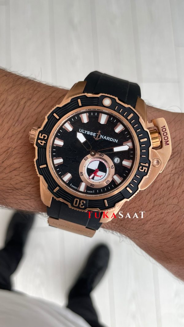 Ulysse Nardin Hammerhead Shark Diver Deep Dive Siyah Kadran 46mm Rose Black Replika Saat
