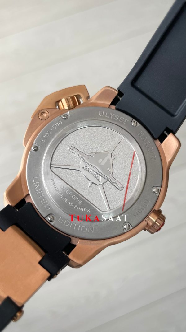 Ulysse Nardin Hammerhead Shark Diver Deep Dive Siyah Kadran 46mm Rose Black Replika Saat