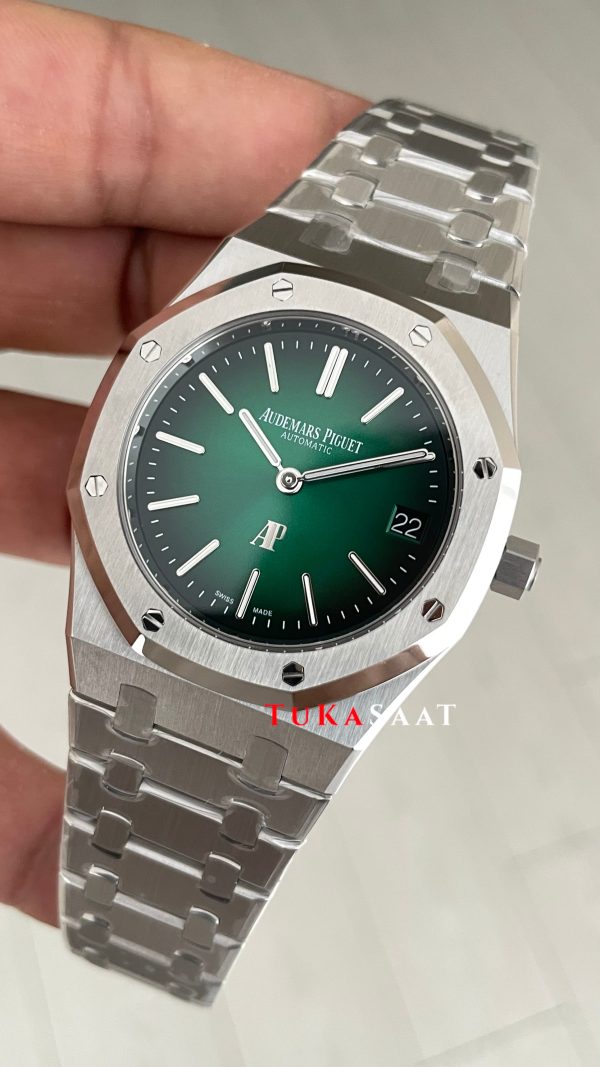 Audemars Piguet Royal Oak Jumbo Extra Thin 16202PT Yeşil Kadran 39mm Super Clone ETA Swiss ZF Factory Audemars Piguet Royal Oak Jumbo Extra Thin 16202PT Yeşil Kadran 39mm Super Clone ETA Swiss ZF Factory