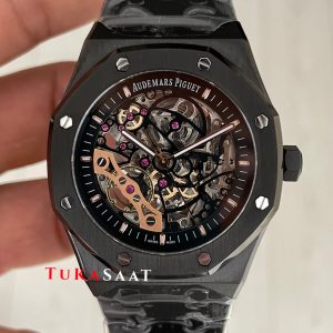 Audemars Piguet Royal Oak Skeleton 15416CE Double Balance iskelet Black Pvd Replika Saat