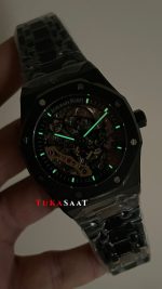 Audemars Piguet Royal Oak Skeleton 15416CE Double Balance iskelet Black Pvd Replika Saat