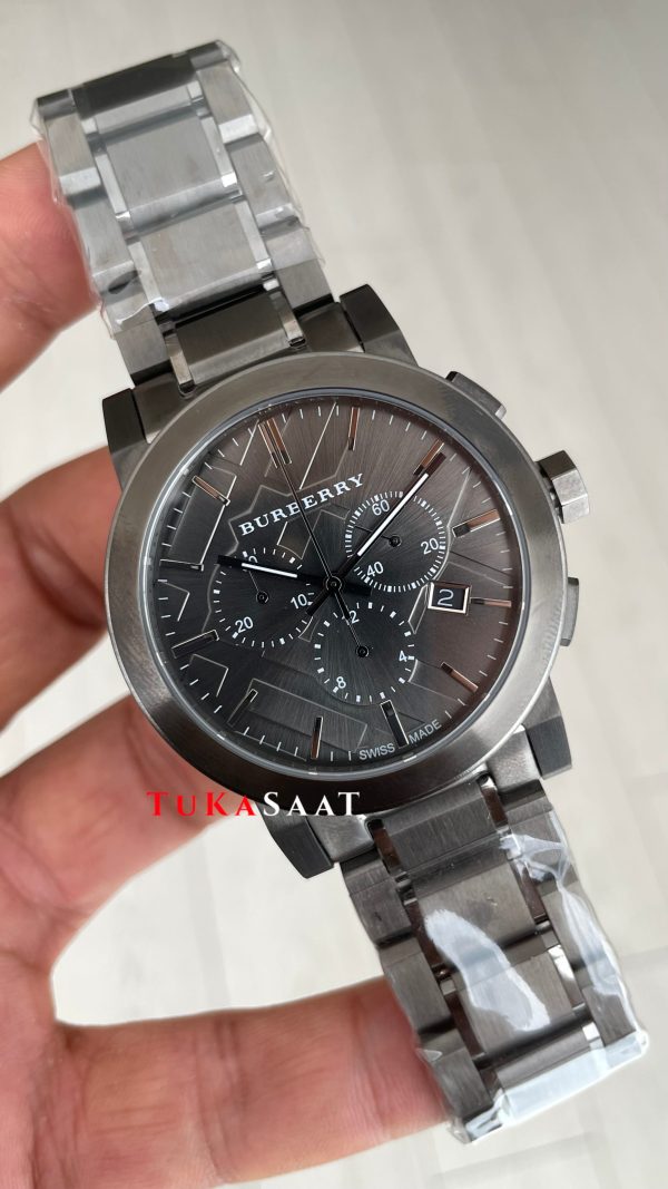 Burberry BU9351 The City Gunmetal Chronograph Gri 42mm Replika Saat