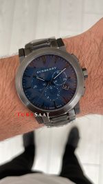 Burberry BU9365 The City Gunmetal Chronograph Mavi 42mm Replika Saat