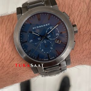 Burberry BU9365 The City Gunmetal Chronograph Mavi 42mm Replika Saat