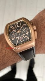 Franck Muller Vanguard Chronograph Gri V45CCDT Rose 44mm Super Clone Swiss ETA Saat ABF Factory