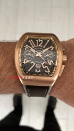 Franck Muller Vanguard Chronograph Gri V45CCDT Rose 44mm Super Clone Swiss ETA Saat ABF Factory