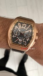 Franck Muller Vanguard Chronograph Gri V45CCDT Rose 44mm Super Clone Swiss ETA Saat ABF Factory