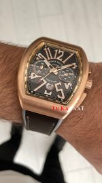 Franck Muller Vanguard Chronograph Gri V45CCDT Rose 44mm Super Clone Swiss ETA Saat ABF Factory