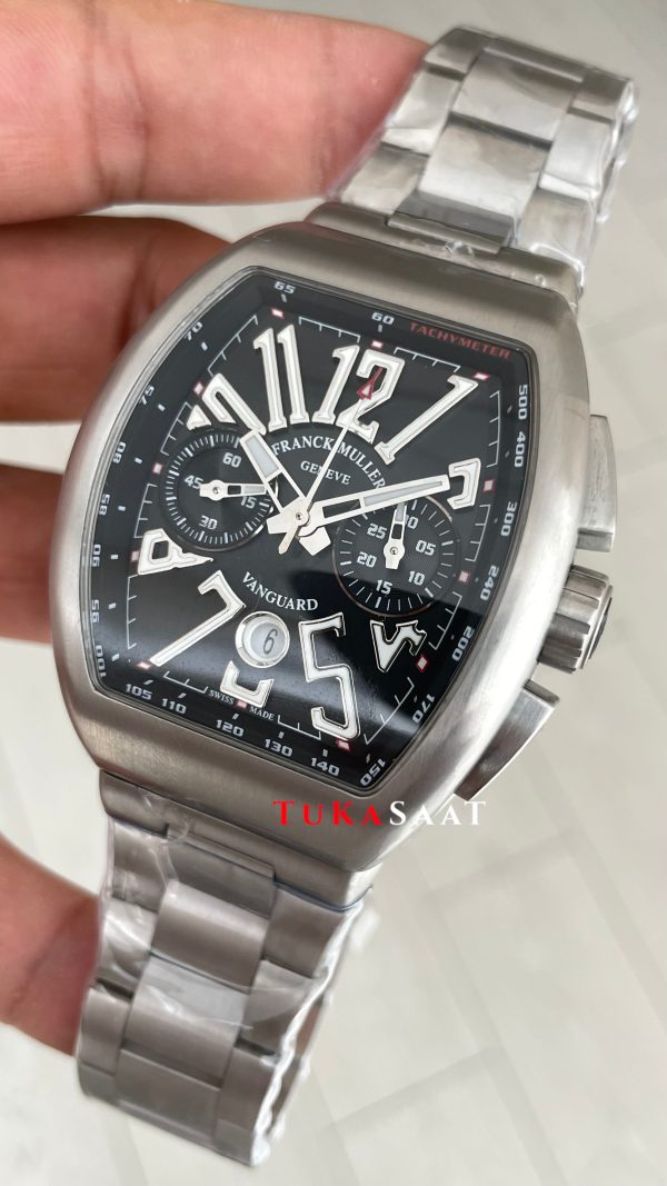 Franck Muller Vanguard Chronograph Siyah V45CCDT 44mm Super Clone Swiss ETA Saat ABF Factory Franck Muller Vanguard Chronograph Siyah V45CCDT 44mm Super Clone Swiss ETA Saat ABF Factory