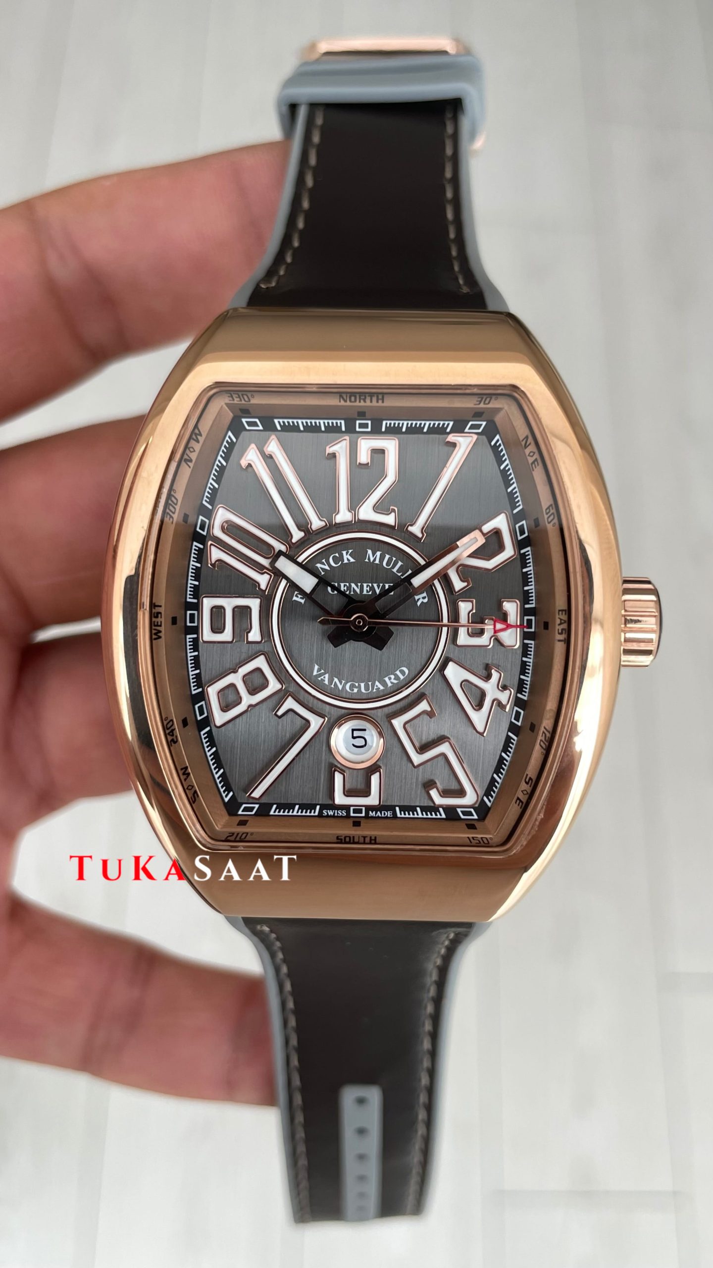 Franck Muller Vanguard Gri V45SCDT Rose Super Clone Swiss ETA Saat ABF Factory Franck Muller Vanguard Gri V45SCDT Rose Super Clone Swiss ETA Saat ABF Factory