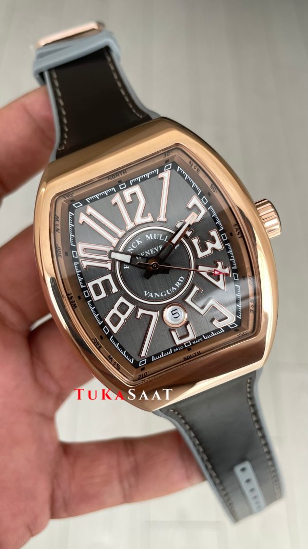 Franck Muller Vanguard Gri V45SCDT Rose Super Clone Swiss ETA Saat ABF Factory Franck Muller Vanguard Gri V45SCDT Rose Super Clone Swiss ETA Saat ABF Factory