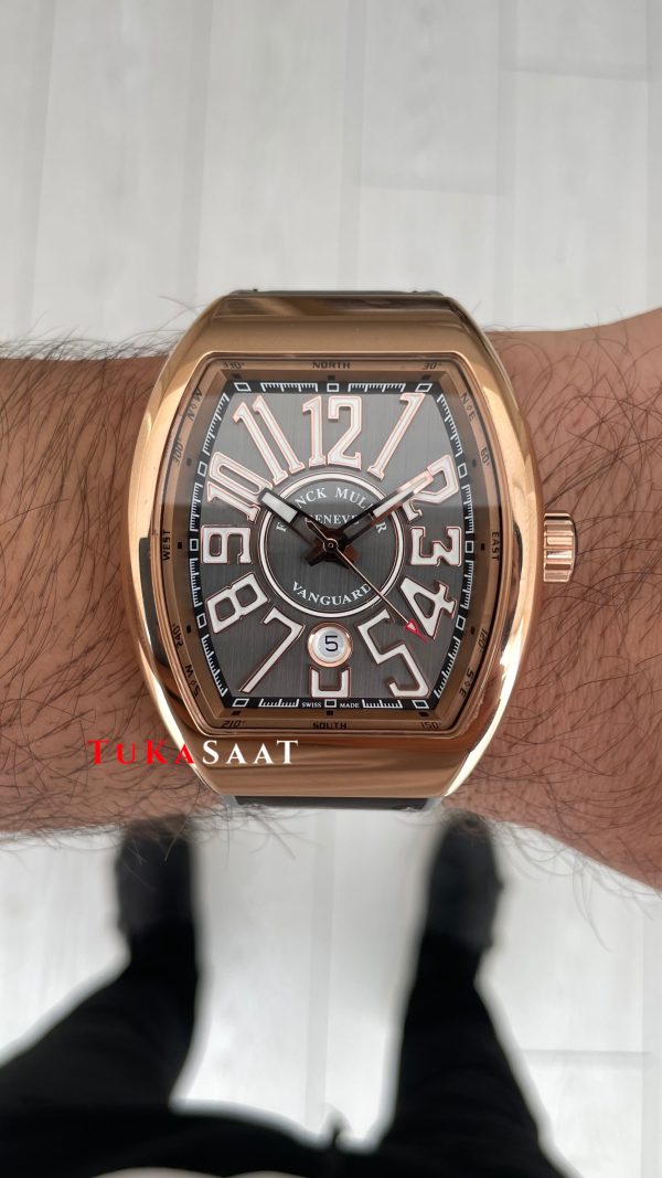 Franck Muller Vanguard Gri V45SCDT Rose Super Clone Swiss ETA Saat ABF Factory Franck Muller Vanguard Gri V45SCDT Rose Super Clone Swiss ETA Saat ABF Factory