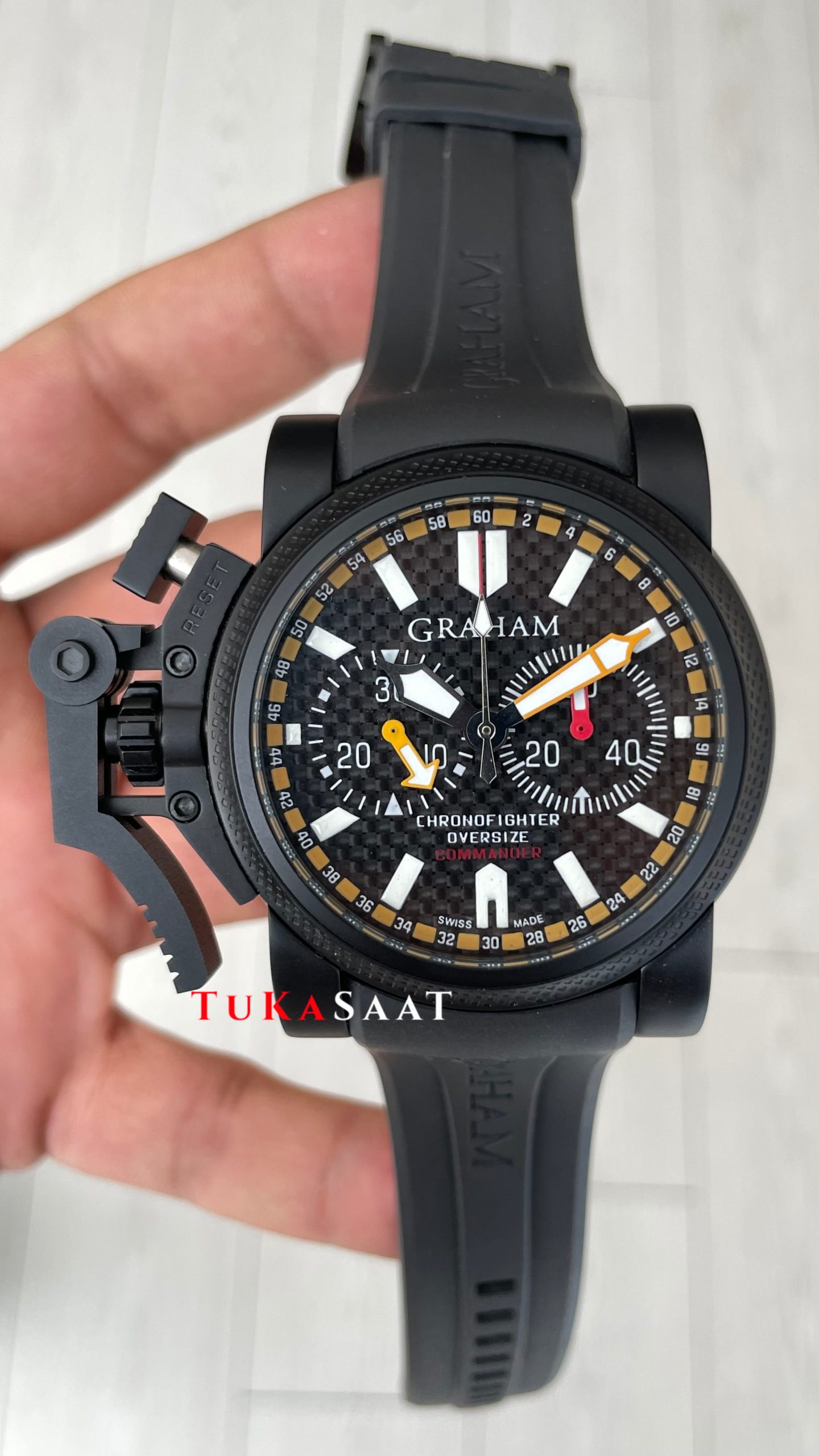 Graham Chronofighter Oversize Black PVD 47mm Replika Saat Graham Chronofighter Oversize Black PVD 47mm Replika Saat