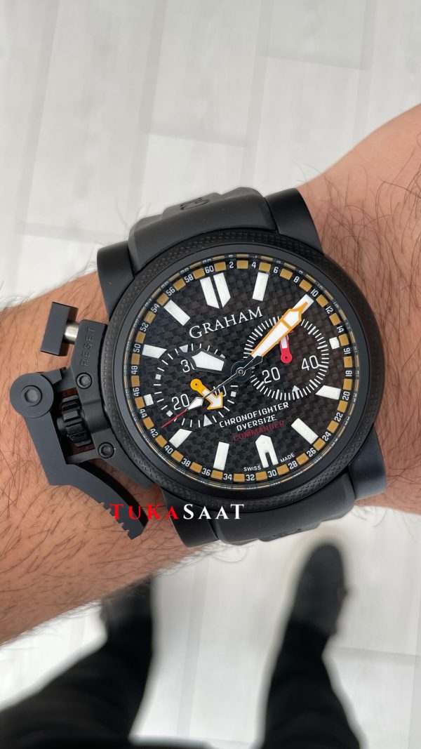 Graham Chronofighter Oversize Black PVD 47mm Replika Saat Graham Chronofighter Oversize Black PVD 47mm Replika Saat