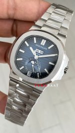 Patek Philippe Nautilus 5726 Annual Calendar Moonphase Silver Mavi Kadran Super Clone Swiss ETA Saat GR Factory