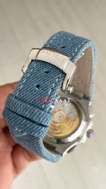 Patek Philippe Nautilus 5980 Denim Flyback Chronograph Mavi Kadran Silver Super Clone Swiss ETA Saat GR Factory