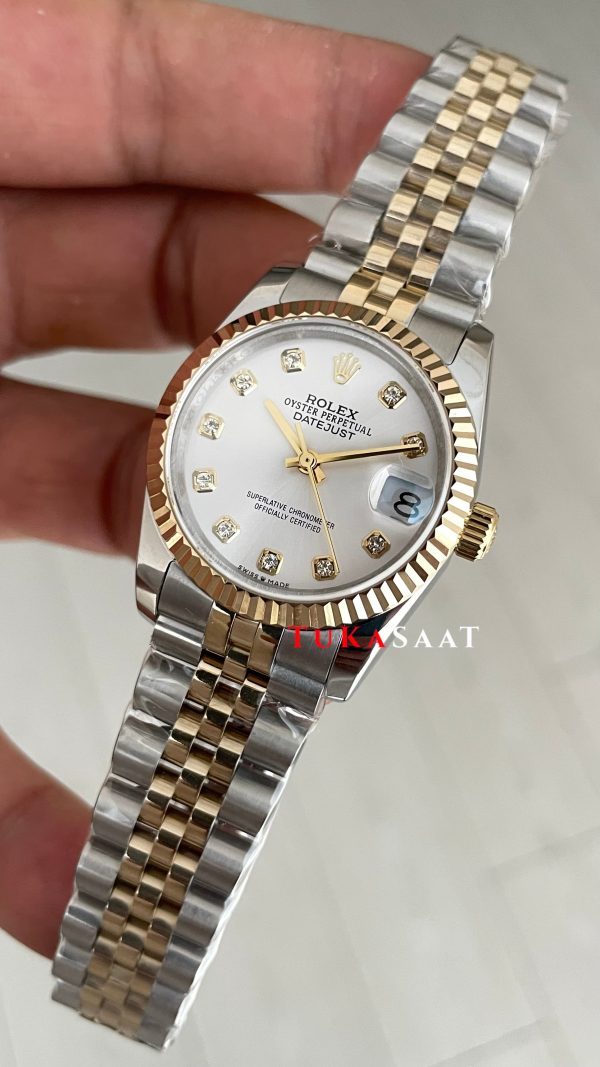 Rolex Datejust Beyaz Diamond Dial 278273 Jubilee 31mm Lady Two Tone Gold Kadın Saati