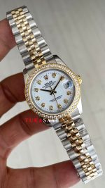 Rolex Datejust Beyaz Taşlı 278273 Jubilee 31mm White Diamond Lady Two Tone Gold Kadın Saati
