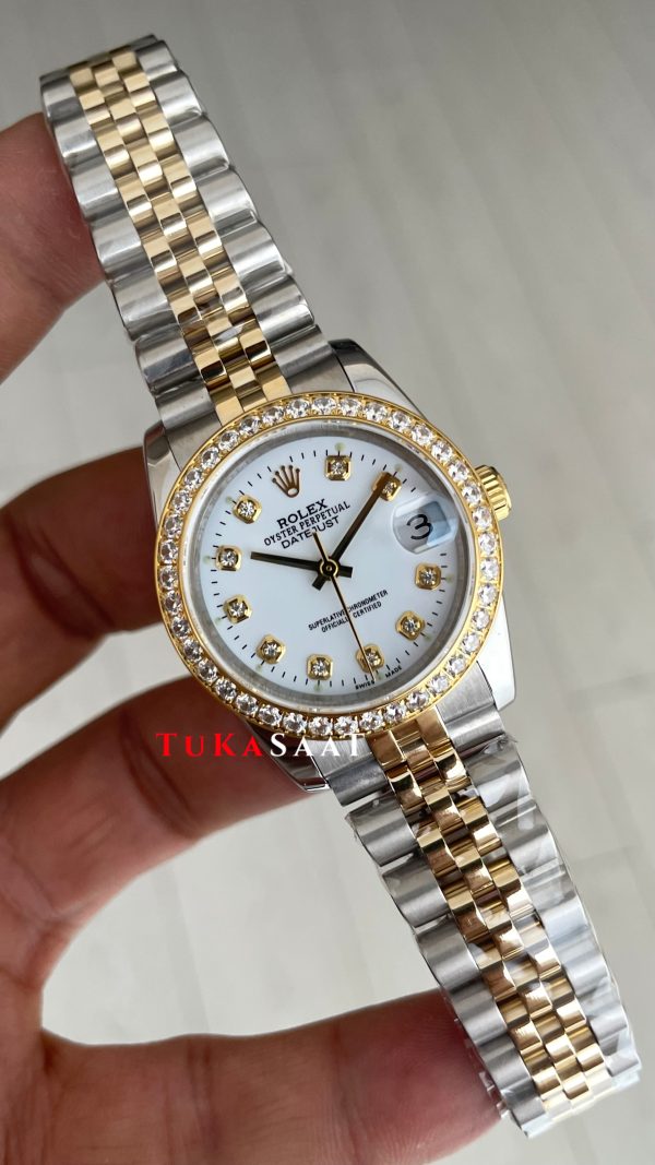 Rolex Datejust Beyaz Taşlı 278273 Jubilee 31mm White Diamond Lady Two Tone Gold Kadın Saati