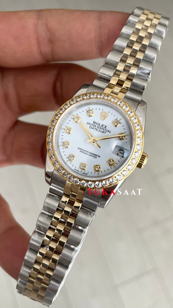 Rolex Datejust Beyaz Taşlı 278273 Jubilee 31mm White Diamond Lady Two Tone Gold Kadın Saati