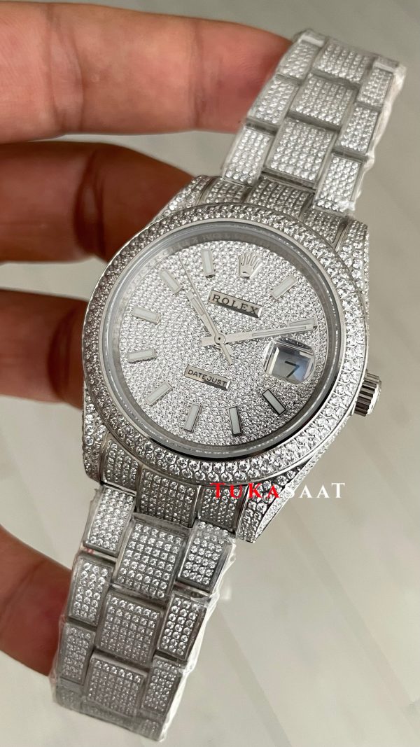 Rolex Datejust Diamond 126300 Silver Oyster 41mm Replika Saat