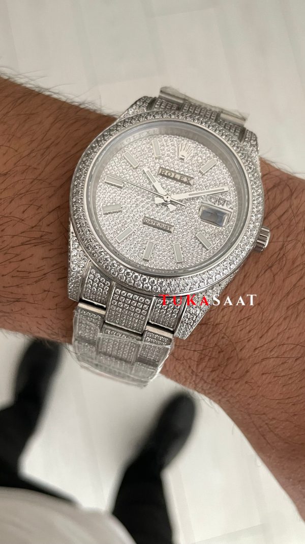 Rolex Datejust Diamond 126300 Silver Oyster 41mm Replika Saat