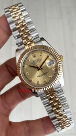 Rolex Datejust Şampanya 126333 Jubilee Champagne Diamond Two Tone Gold Black 41mm Replika Saat