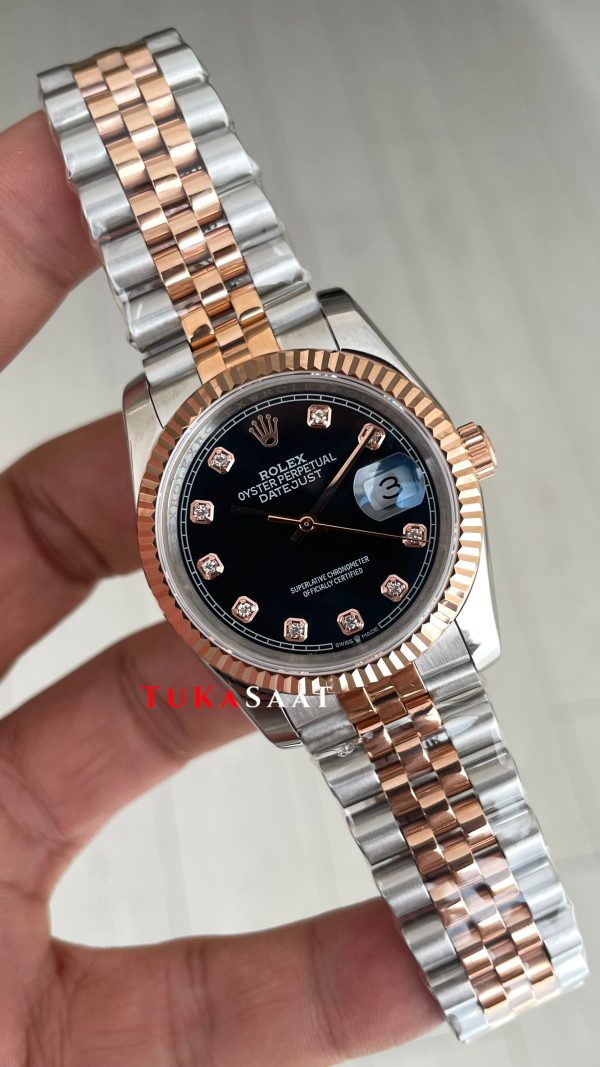 Rolex Datejust Siyah Taşlı 126231 Lady Jubilee 36mm Two Tone Rose Kadın Saati