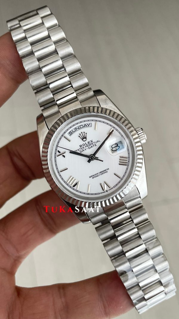 Rolex Day Date Beyaz 228239 White Roman Dial 36mm President Replika Saat Rolex Day Date Beyaz 228239 White Roman Dial 36mm President Replika Saat