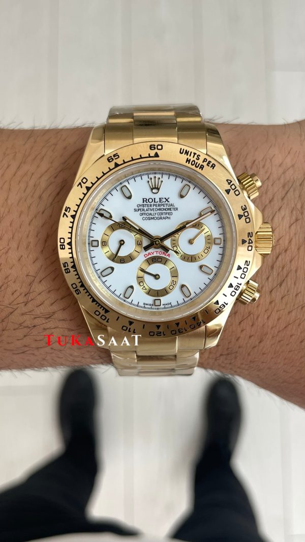 Rolex Daytona Cosmograph 126508 Gold 40mm Beyaz Kadran Replika Saat Rolex Daytona Cosmograph 126508 Gold 40mm Beyaz Kadran Replika Saat