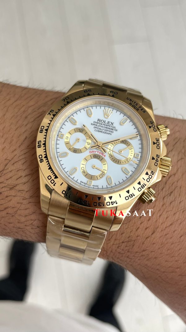 Rolex Daytona Cosmograph 126508 Gold 40mm Beyaz Kadran Replika Saat Rolex Daytona Cosmograph 126508 Gold 40mm Beyaz Kadran Replika Saat